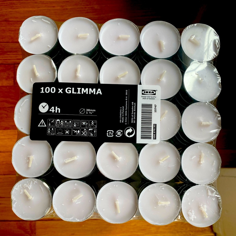 NIB IKEA Glimma Set of 700 Candles, Boxes of 100 ea, 7 boxes sold together